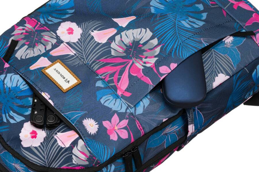 Klasyczny, damski plecak z poliestru w roślinny wzór - Rovicky - obrazek 11