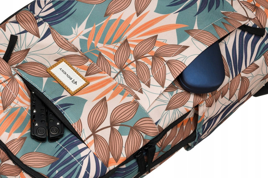 Klasyczny, damski plecak z poliestru w roślinny wzór - Rovicky - obrazek 11