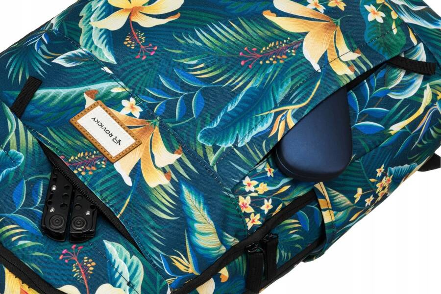 Klasyczny, damski plecak z poliestru w roślinny wzór - Rovicky - obrazek 13