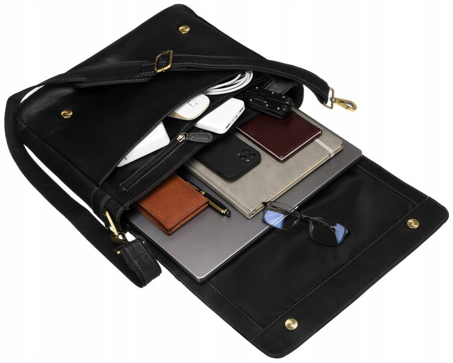 Skórzana, męska torba na laptopa - Peterson - obrazek 7