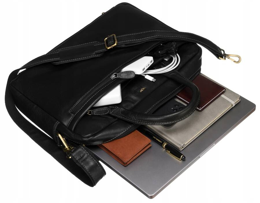 Skórzana, męska torba na laptopa - Peterson - obrazek 8