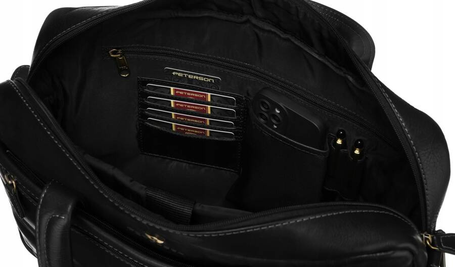 Skórzana, męska torba na laptopa - Peterson - obrazek 5