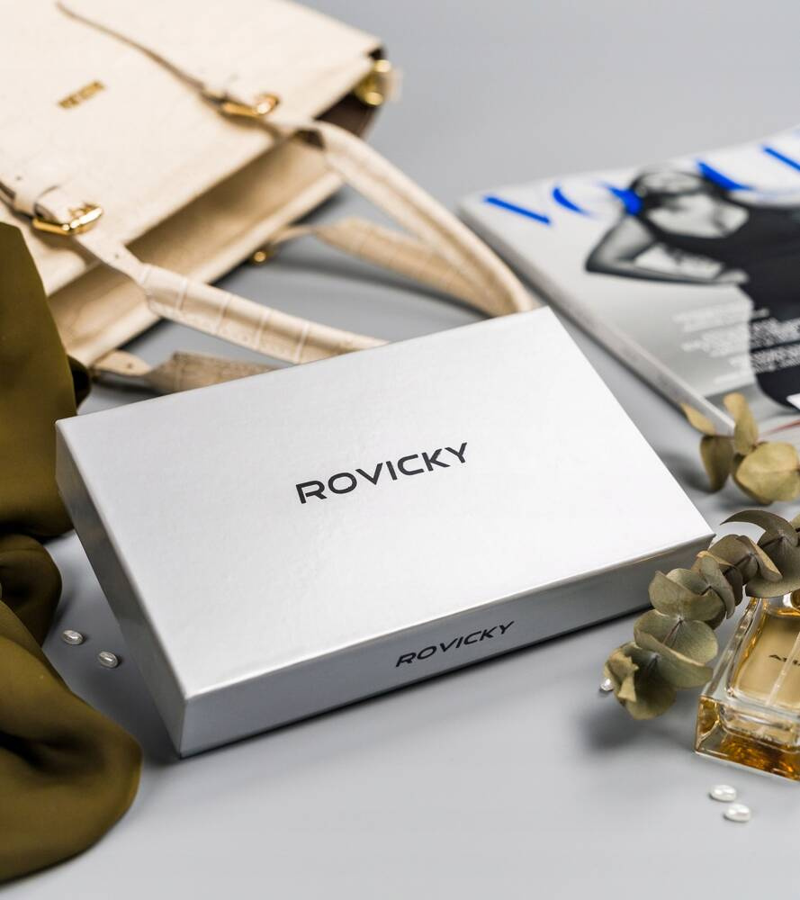 Duży, skórzany portfel damski na zamek i zatrzask - Rovicky - obrazek 9