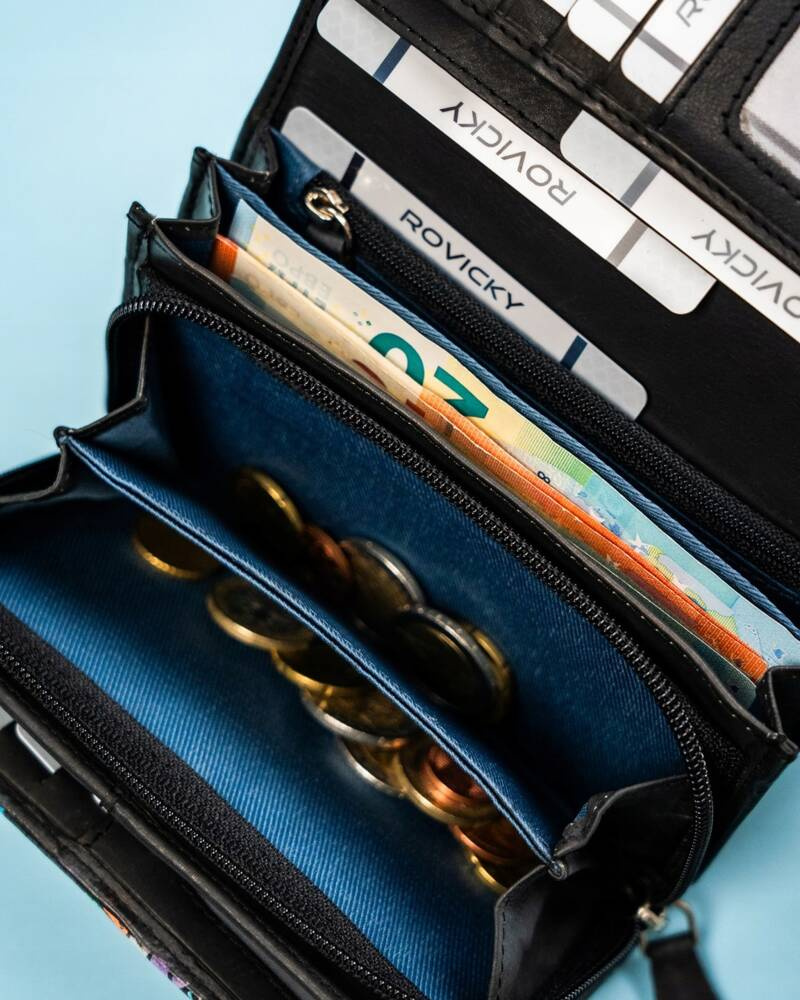 Damski portfel na zatrzask wykonany ze skóry naturalnej - Rovicky - obrazek 12