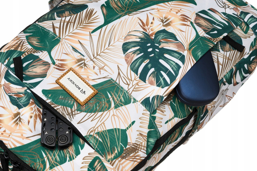Klasyczny, damski plecak z poliestru w roślinny wzór - Rovicky - obrazek 9