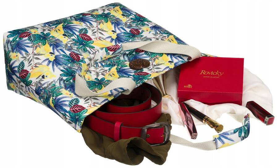 Duża shopperka damska z motywem w kwiaty - obrazek 6