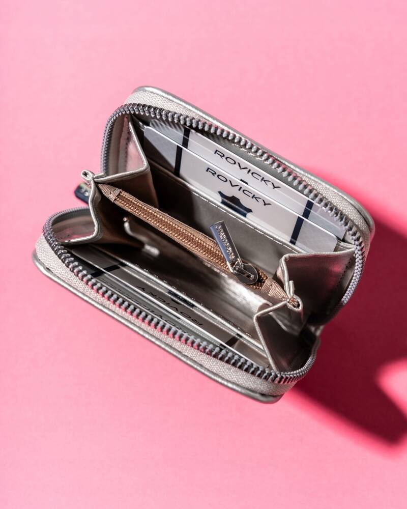 Elegancki, mały portfel damski na zamek - Rovicky - obrazek 5