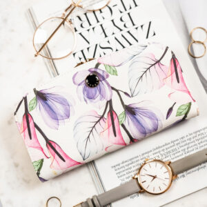 Duży portfel damski ze skóry ekologicznej w kwiatowy wzór - Peterson