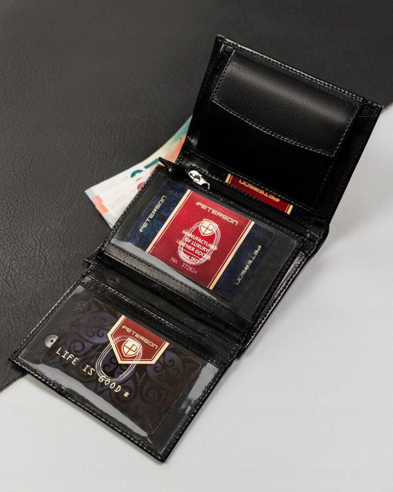 Mały portfel męski bez zapięcia wykonany ze skóry naturalnej - Peterson - obrazek 8