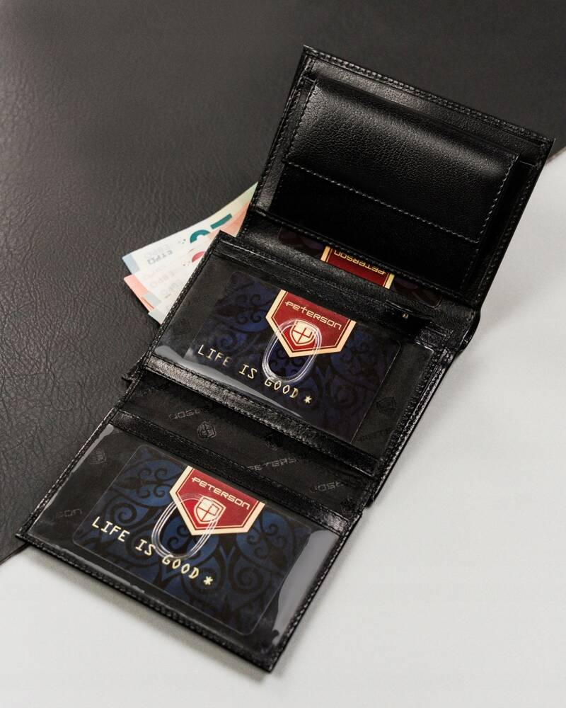 Duży portfel męski bez zapięcia wykonany ze skóry naturalnej - Peterson - obrazek 9