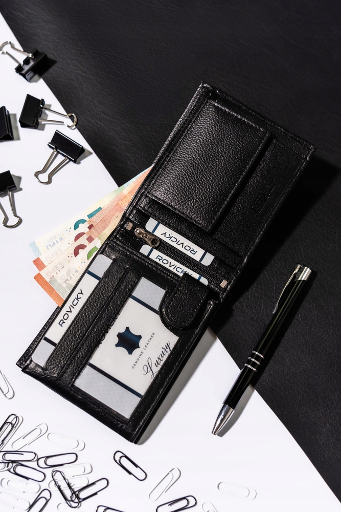 Duży, pojemny portfel męski ze skóry naturalnej - Rovicky - obrazek 5