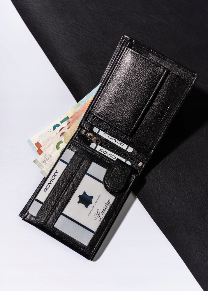 Duży, pojemny portfel męski ze skóry naturalnej - Rovicky - obrazek 6