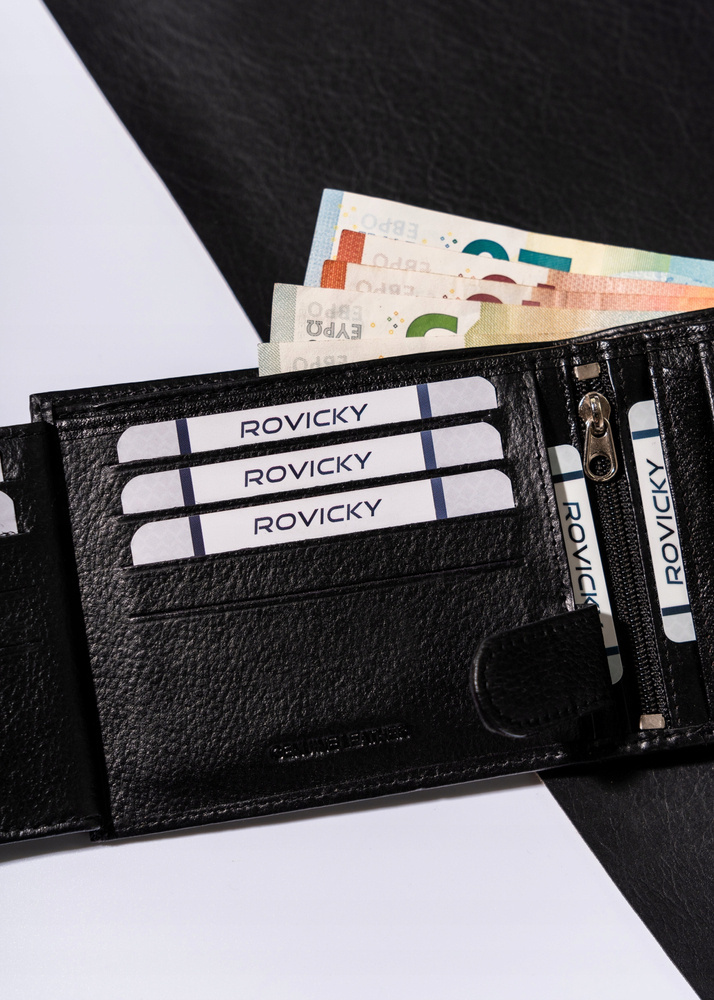 Duży, pojemny portfel męski ze skóry naturalnej - Rovicky - obrazek 9