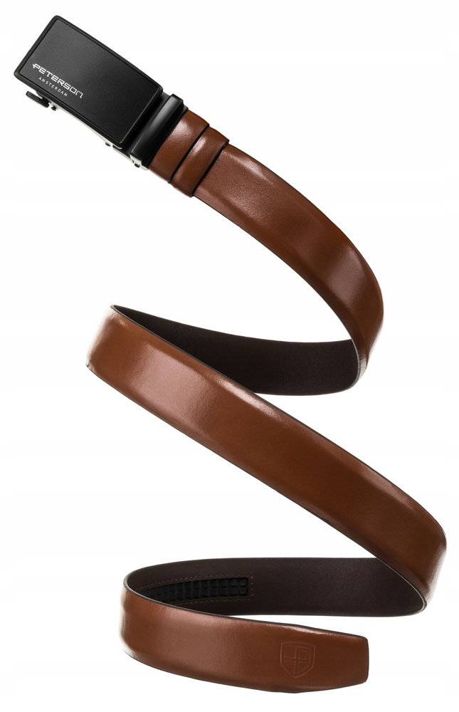 Elegancki, skórzany pasek męski z klamrą automatyczną - Peterson - obrazek 5