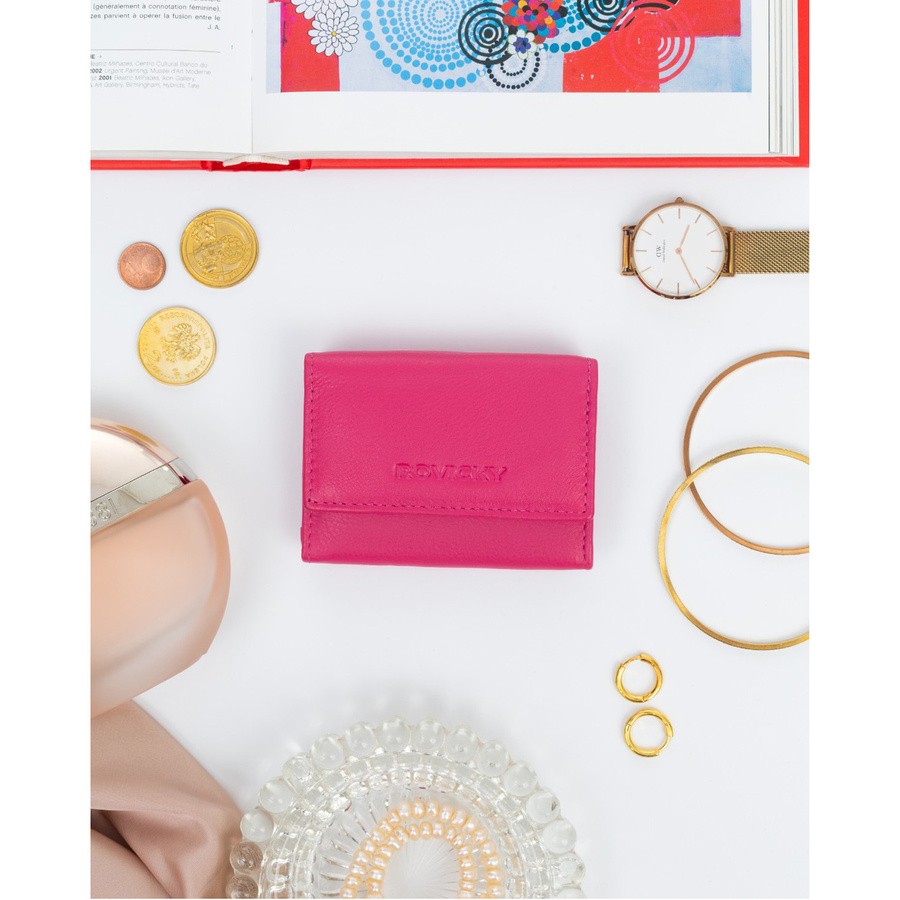 Elegancki portfel damski na zatrzask ze skóry naturalnej - Rovicky - obrazek 2