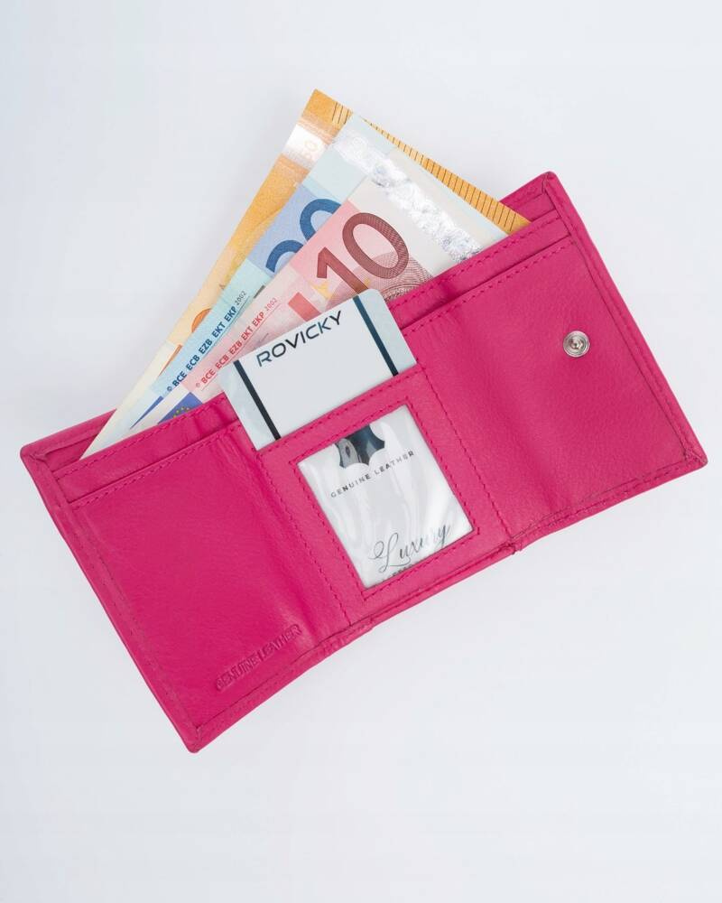 Elegancki portfel damski na zatrzask ze skóry naturalnej - Rovicky - obrazek 6