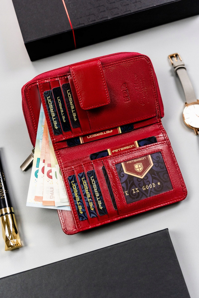 Duży, skórzany portfel damski na zatrzask - Peterson - obrazek 5