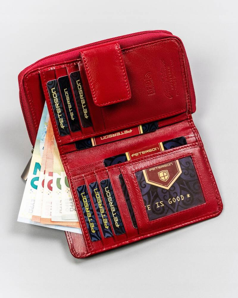 Duży, skórzany portfel damski na zatrzask - Peterson - obrazek 6