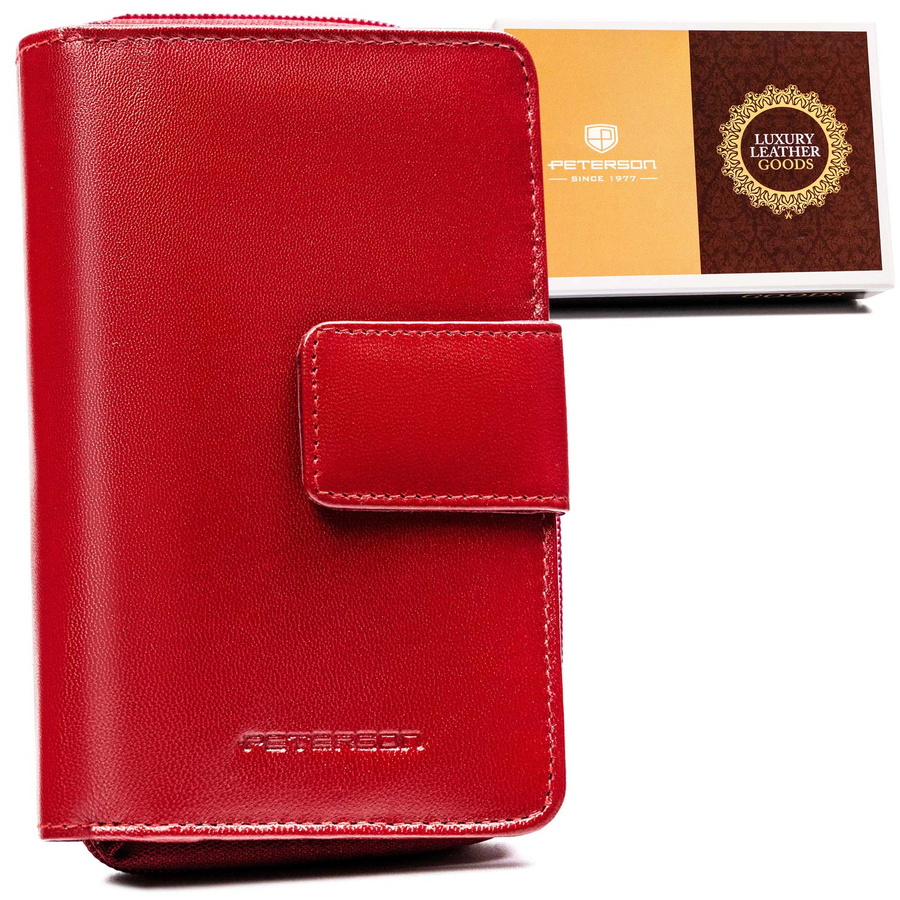 Duży, skórzany portfel damski na zatrzask - Peterson