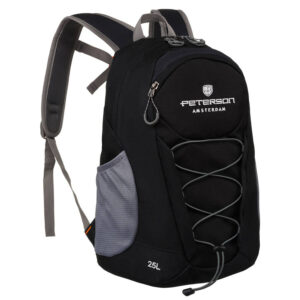 Lekki, czarny plecak na wycieczki z pasem piersiowym - Peterson