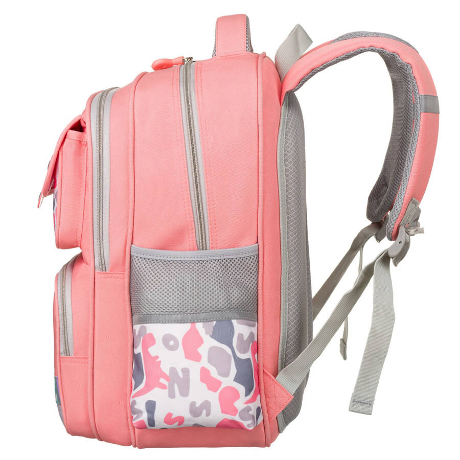 Szkolny, różowy plecak z oddychającego poliestru z pasem piersiowym - Peterson - obrazek 7