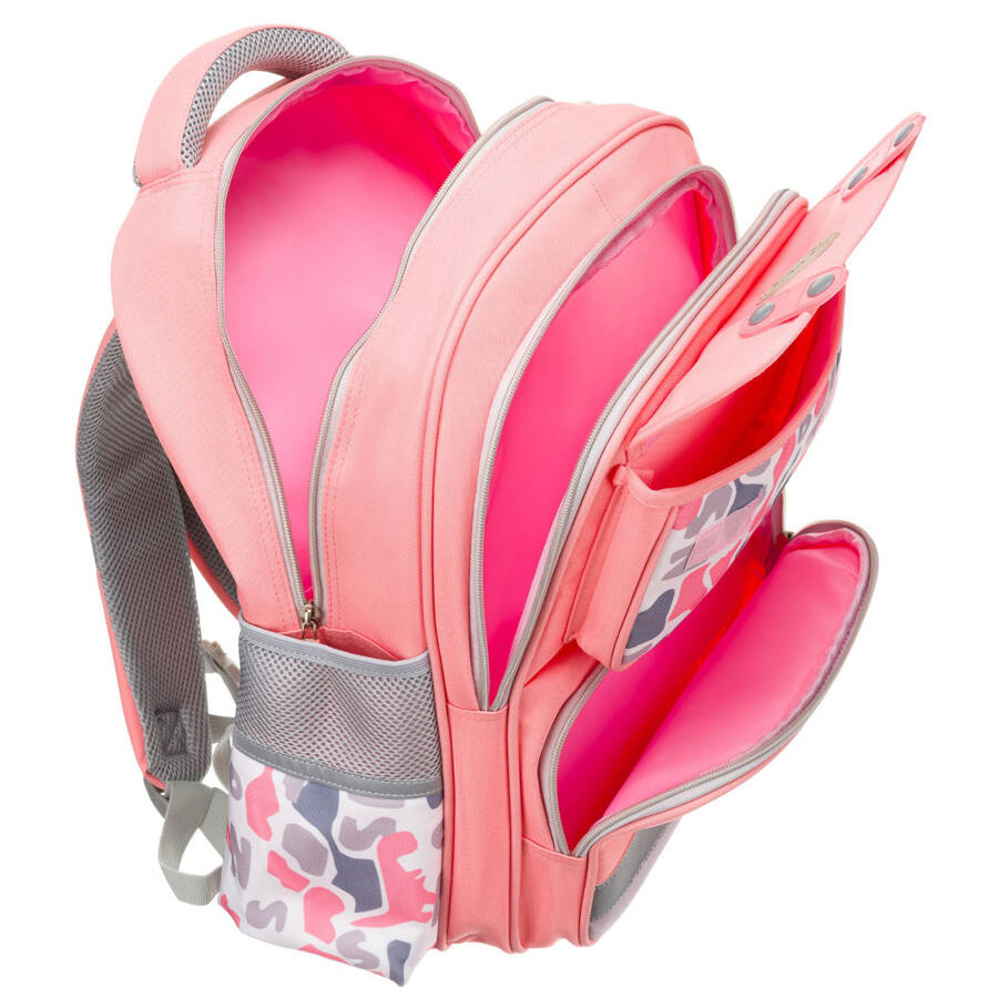 Szkolny, różowy plecak z oddychającego poliestru z pasem piersiowym - Peterson - obrazek 12
