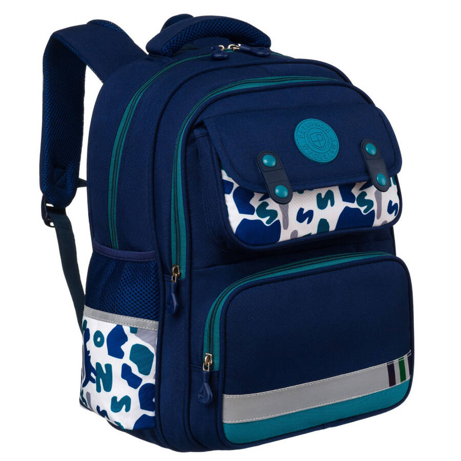 Granatowo-zielony plecak szkolny z miejscem na laptopa - Peterson - obrazek 3