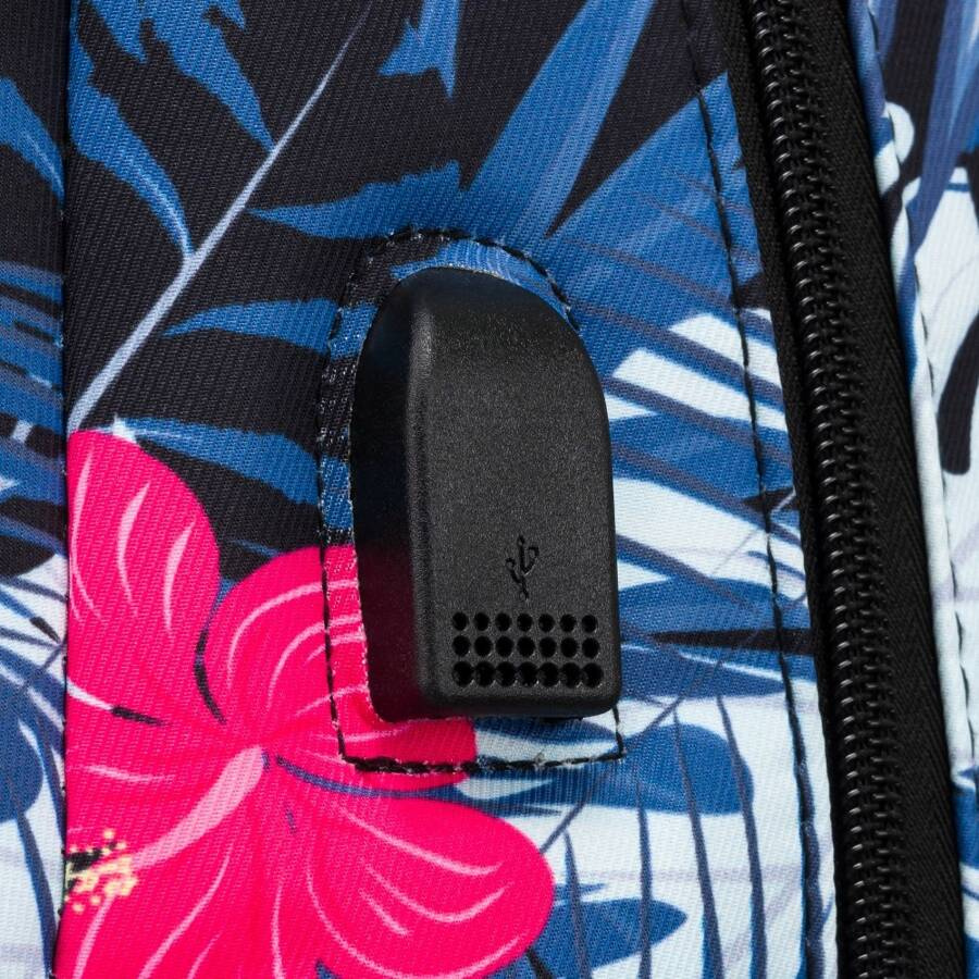 Plecak z poliestru pokryty roślinnym wzorem z dużą kieszenią na froncie - Peterson - obrazek 9