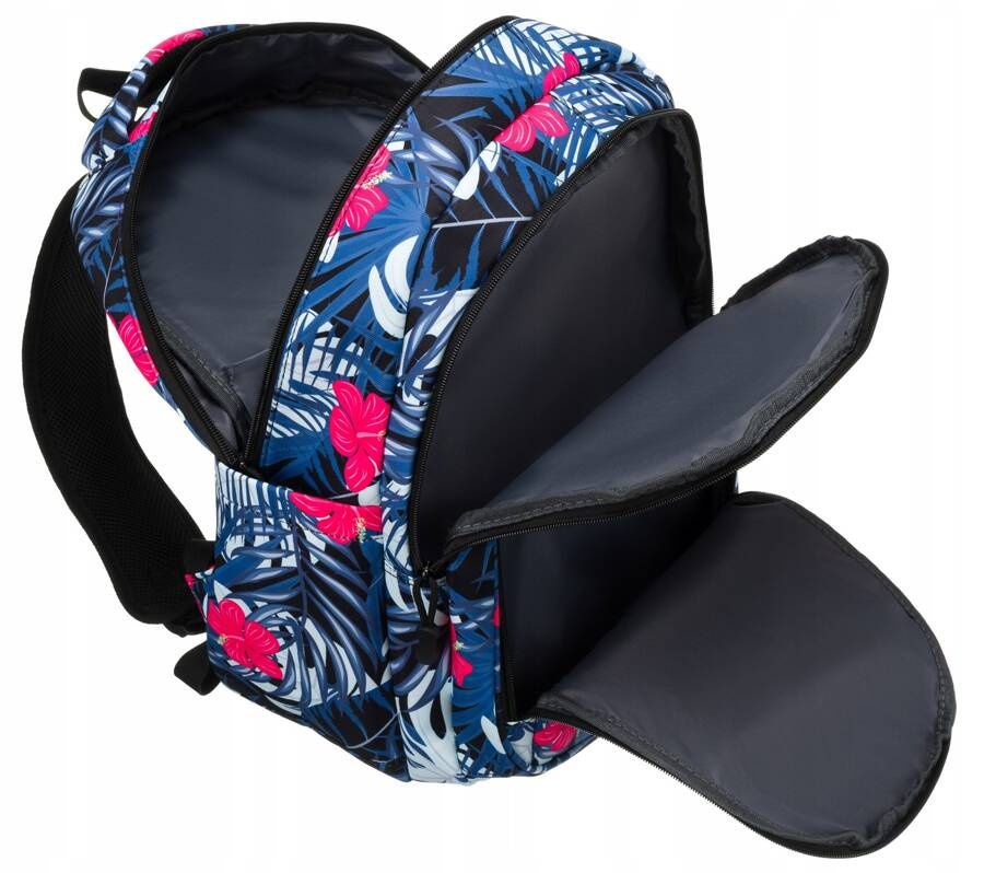 Plecak z poliestru pokryty roślinnym wzorem z dużą kieszenią na froncie - Peterson - obrazek 5