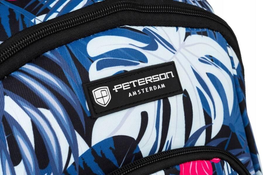 Plecak z poliestru pokryty roślinnym wzorem z dużą kieszenią na froncie - Peterson - obrazek 6