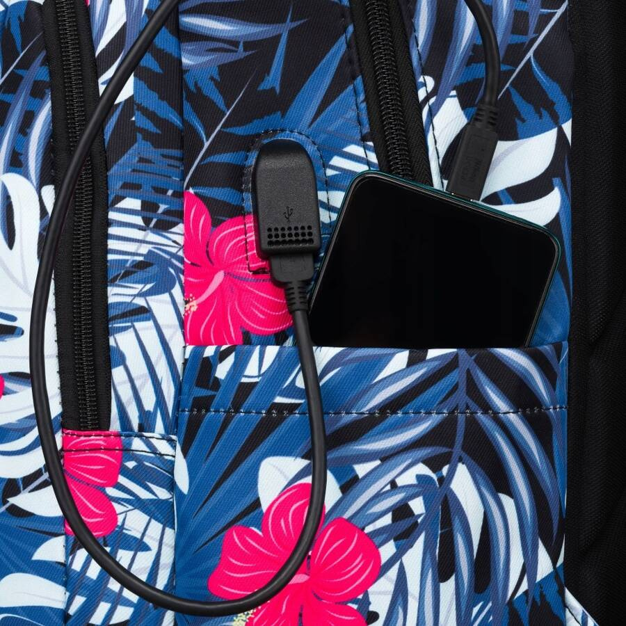 Plecak z poliestru pokryty roślinnym wzorem z dużą kieszenią na froncie - Peterson - obrazek 10