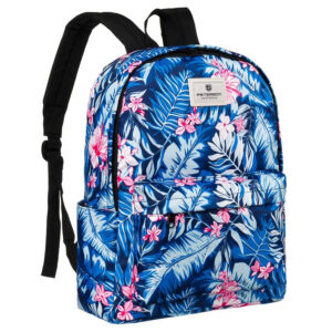 Miejski plecak szkolny z wytrzymałego poliestru w roślinny wzór - Peterson