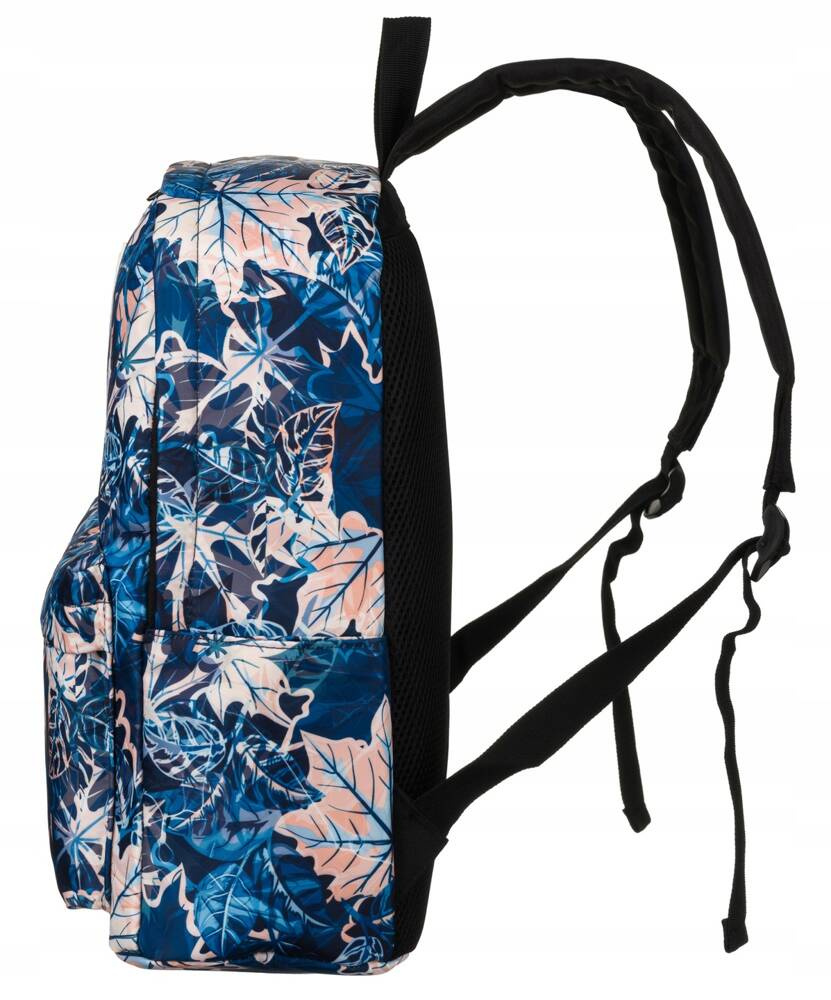 Plecak szkolny w niebiesko-różowe liście zawieszony na regulowanych szelkach - Peterson - obrazek 3