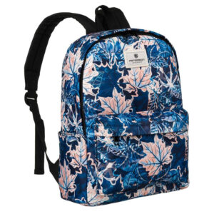 Plecak szkolny w niebiesko-różowe liście zawieszony na regulowanych szelkach - Peterson