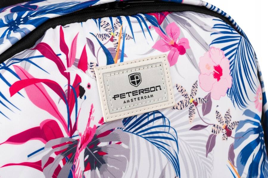 Modny plecak szkolny w kwiaty z otwartymi kieszonkami po bokach - Peterson - obrazek 5