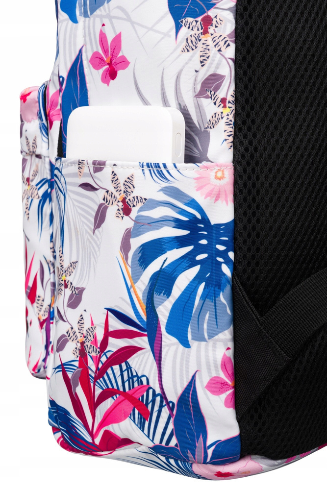 Modny plecak szkolny w kwiaty z otwartymi kieszonkami po bokach - Peterson - obrazek 8