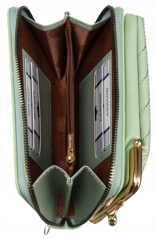 Mini torebka damska w zielonym kolorze z dopinanym i regulowanym paskiem - Rovicky - obrazek 10