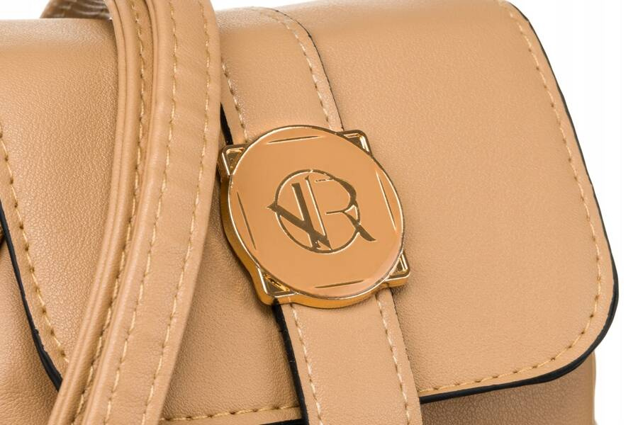 Mini torebka damska ze skóry ekologicznej w brązowym kolorze zawieszona na doczepianym pasku - Rovicky - obrazek 5