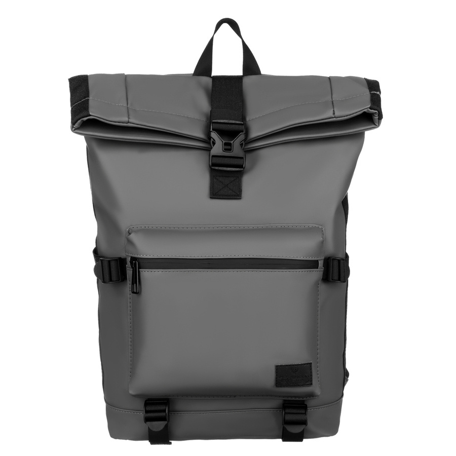 Pojemny plecak miejski w szarym kolorze wykonany z poliestru - Peterson - obrazek 2