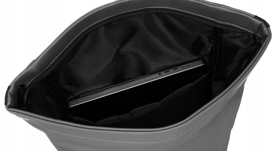 Plecak miejski roll-top w szarym kolorze wykonany z wodoodpornego poliestru - Peterson - obrazek 7