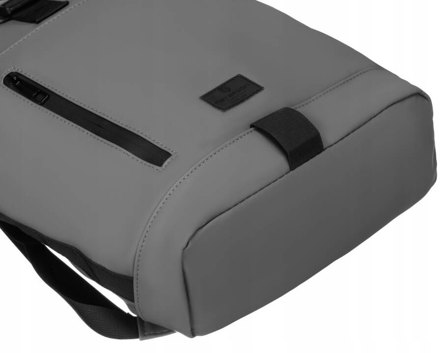 Plecak miejski roll-top w szarym kolorze wykonany z wodoodpornego poliestru - Peterson - obrazek 13