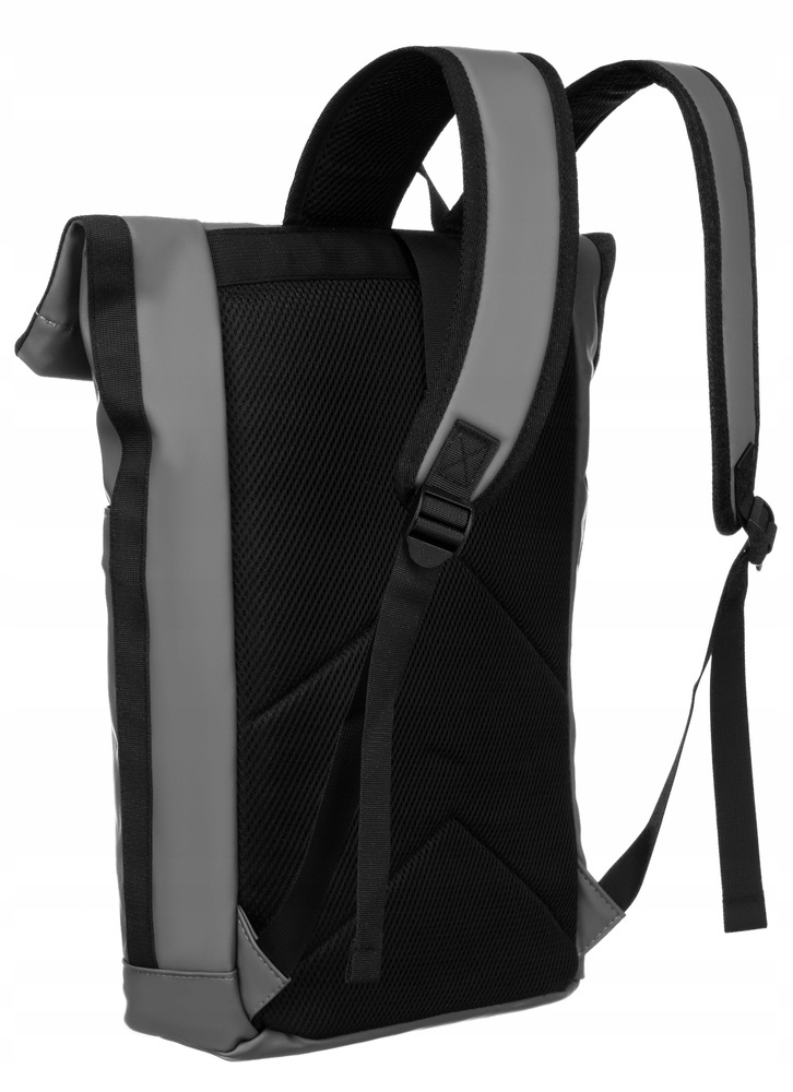 Plecak miejski roll-top w szarym kolorze wykonany z wodoodpornego poliestru - Peterson - obrazek 5