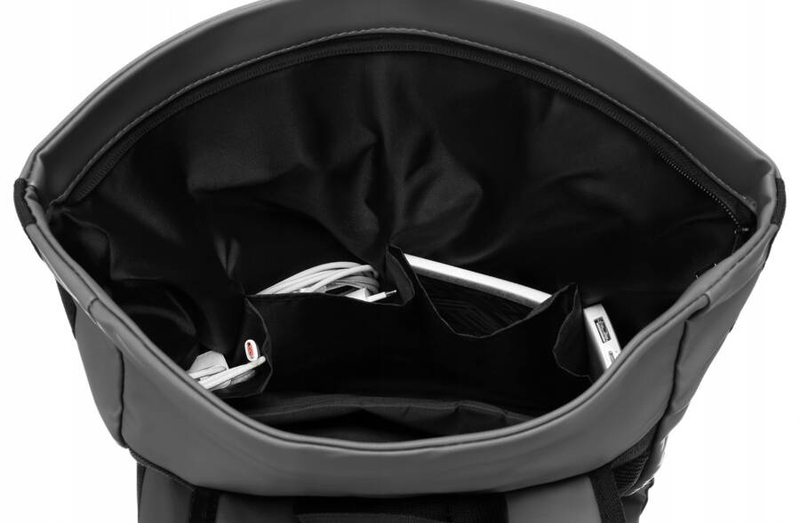 Plecak miejski roll-top w szarym kolorze wykonany z wodoodpornego poliestru - Peterson - obrazek 8