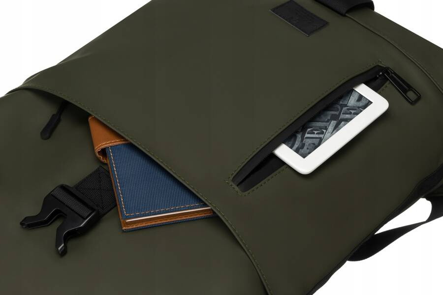 Duży plecak roll-top w zielonym kolorze z kieszenią na laptopa - Peterson - obrazek 11