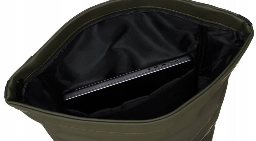 Duży plecak roll-top w zielonym kolorze z kieszenią na laptopa - Peterson - obrazek 8