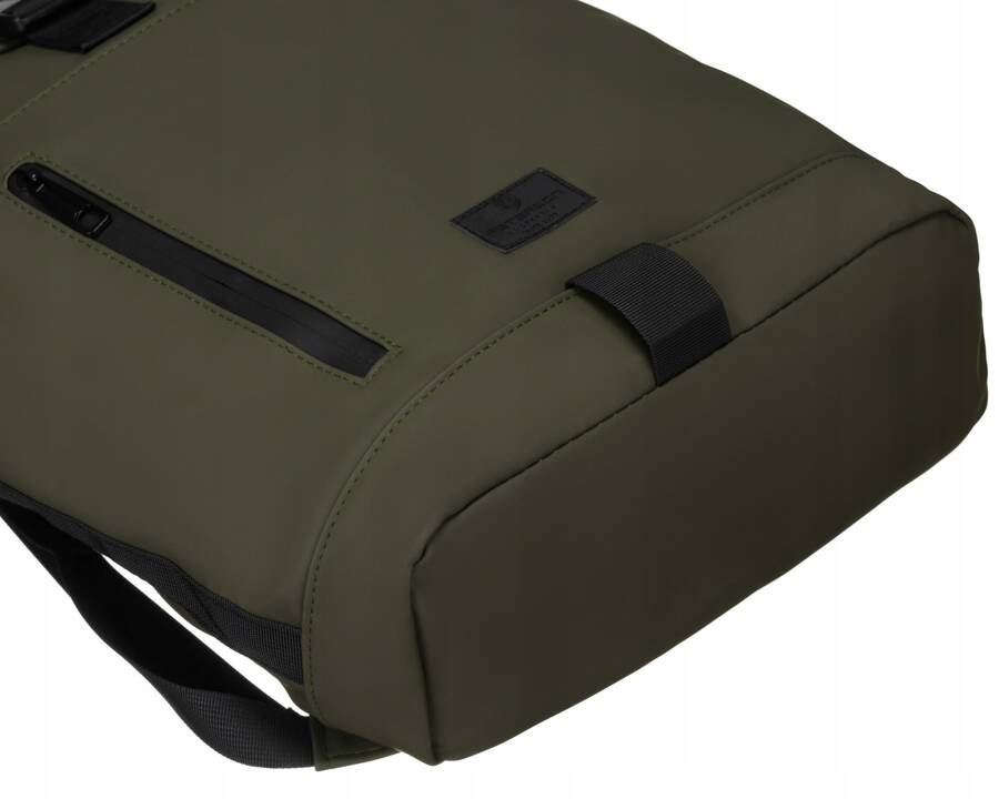 Duży plecak roll-top w zielonym kolorze z kieszenią na laptopa - Peterson - obrazek 13