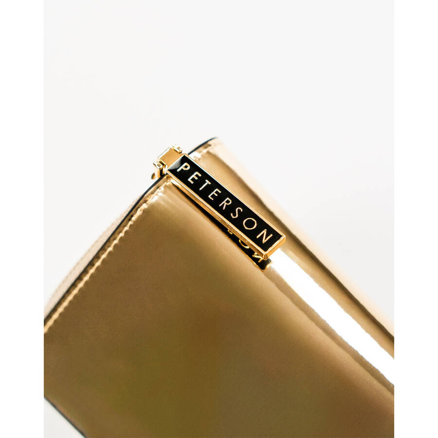 Elegancki, niewielki portfel w kolorze złotym wykonany ze skóry naturalnej - Peterson - obrazek 16
