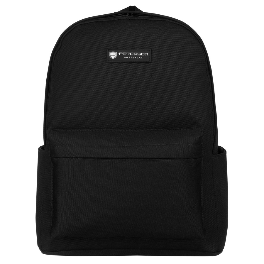 Sportowy, pojemny plecak w czarnym kolorze z zewnętrznymi kieszonkami - Peterson - obrazek 2