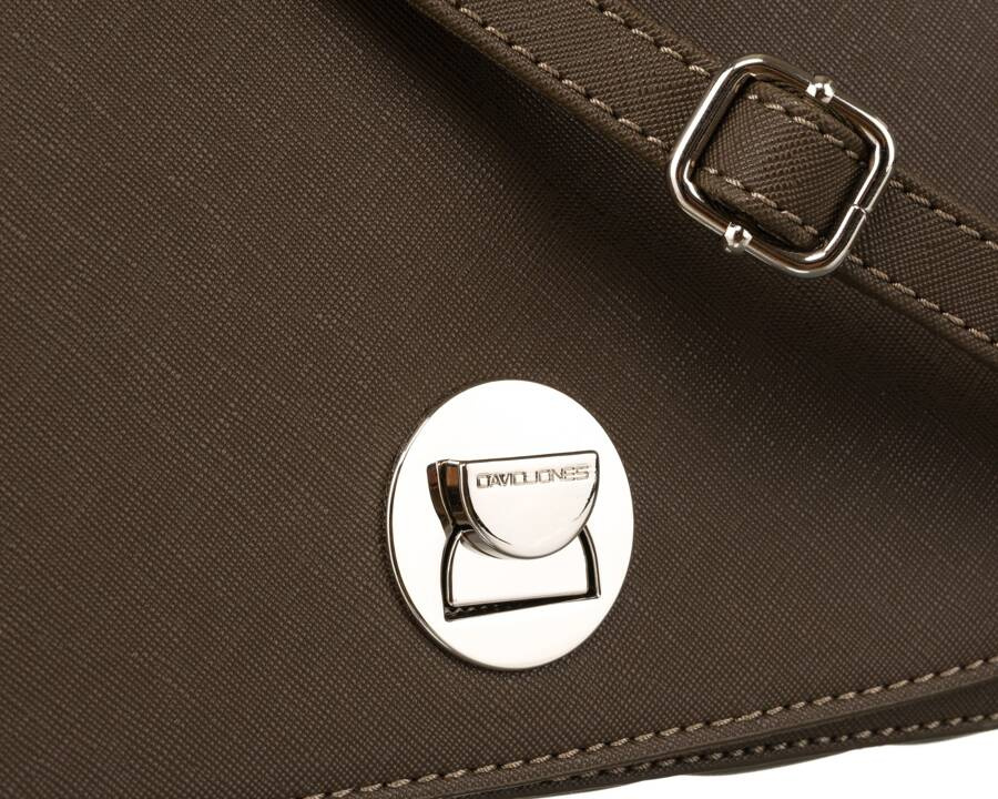 Stylowa torebka listonoszka w kolorze khaki z zapięciem obrotowym - David Jones - obrazek 6