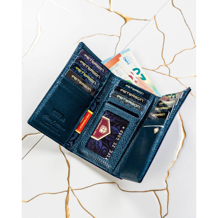 Portfel na karty damski w niebieskim kolorze - Peterson - obrazek 9